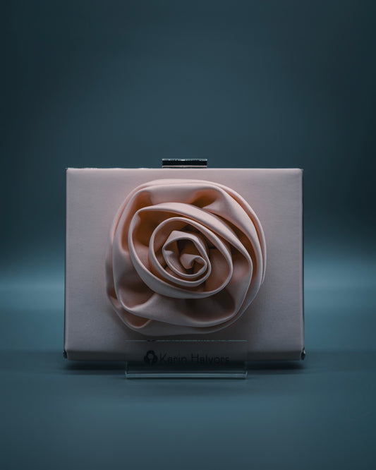 ROSE, Hard bag with rose, Satin, POUDER - 2pcs