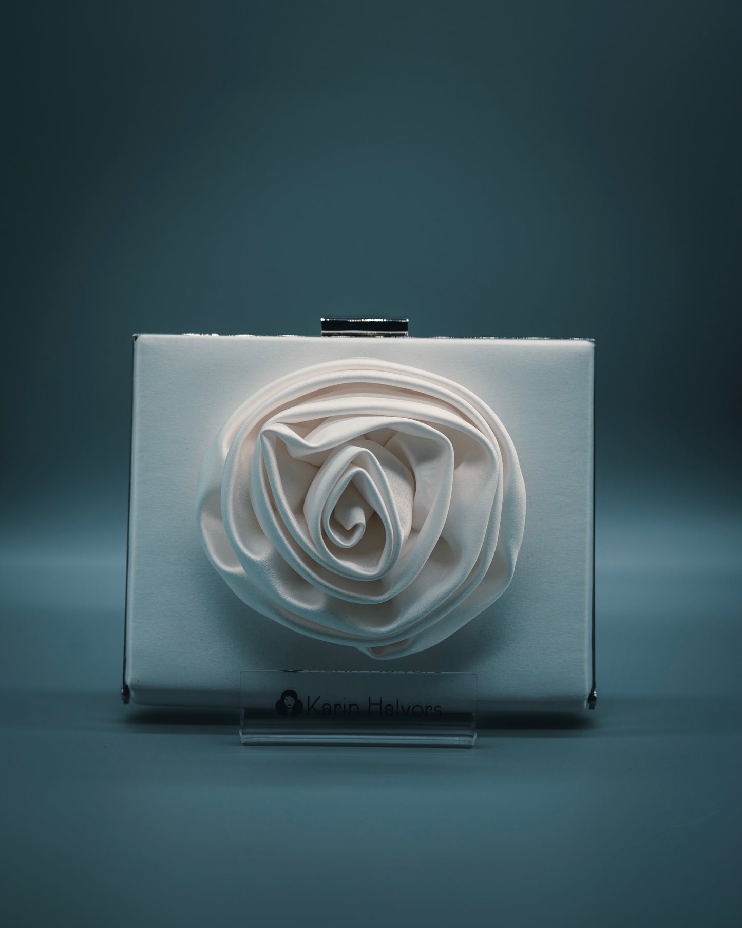 ROSE, Hard bag with rose, Satin, IVORY - 2 pcs