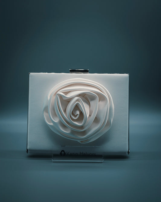 ROSE, Hard bag with rose, Satin, IVORY - 2 pcs